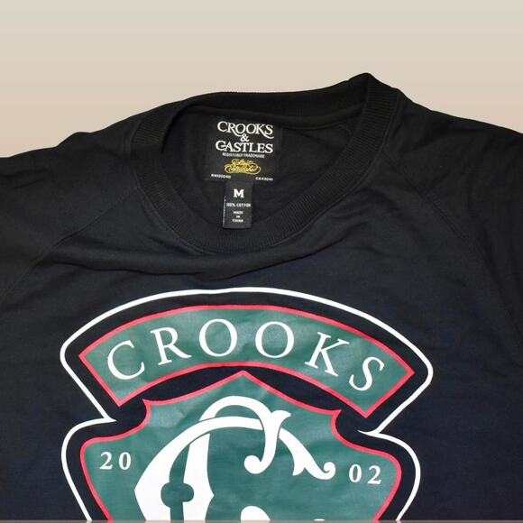 The Marok Sweater Crewneck Black Sweatshirt in Medium by Crooks & Castle - Picture 4 of 5